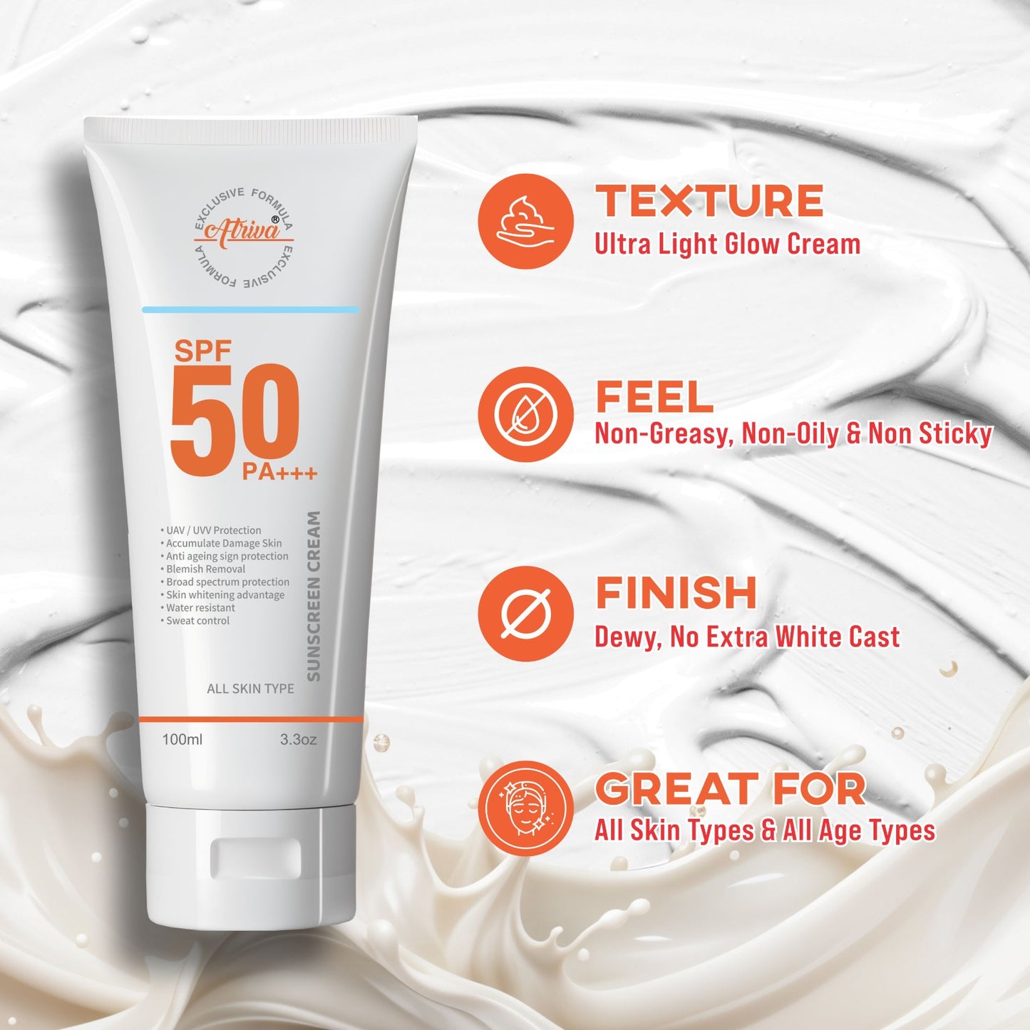 ATRIVA SPF 50 PA+++ Sunscreen Cream