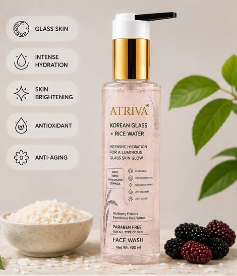 ATRIVA Korean Glass Face Wash with Rice Water & Hyaluronic Complex (200ml)
