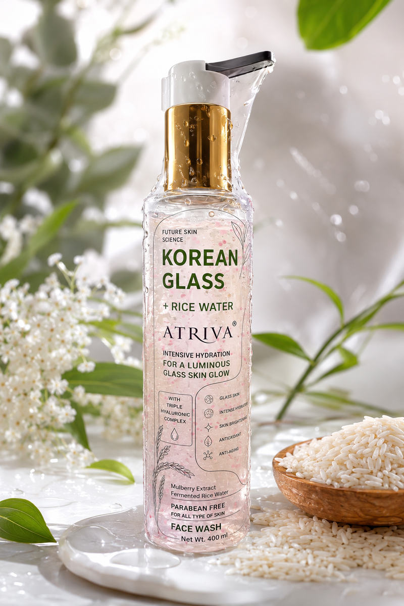 ATRIVA Korean Glass Face Wash with Rice Water & Hyaluronic Complex (200ml)