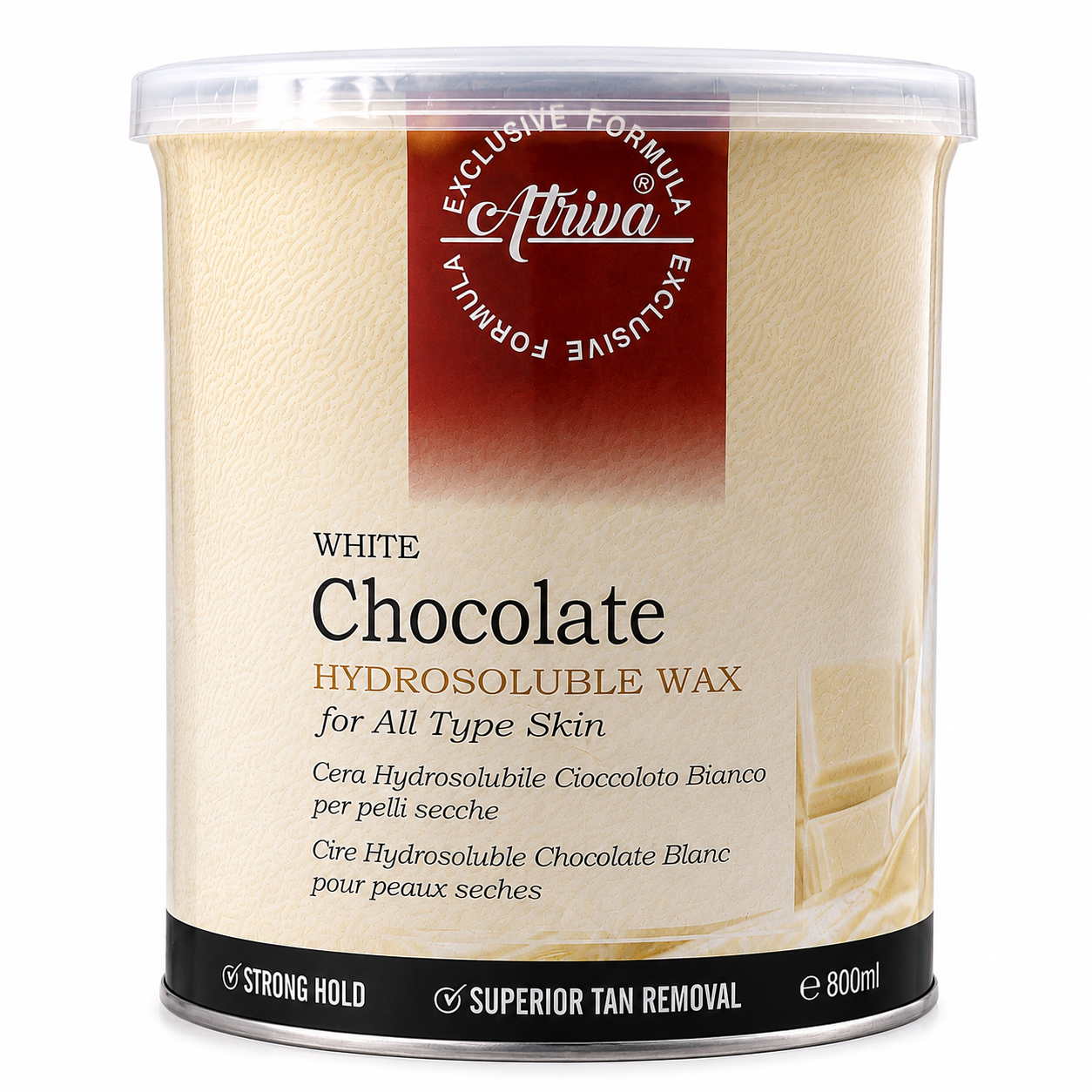Atriva White Chocolate Hydrosoluble Wax (Cream) – Removes Hair from Root, Reduces Tan (800ml)