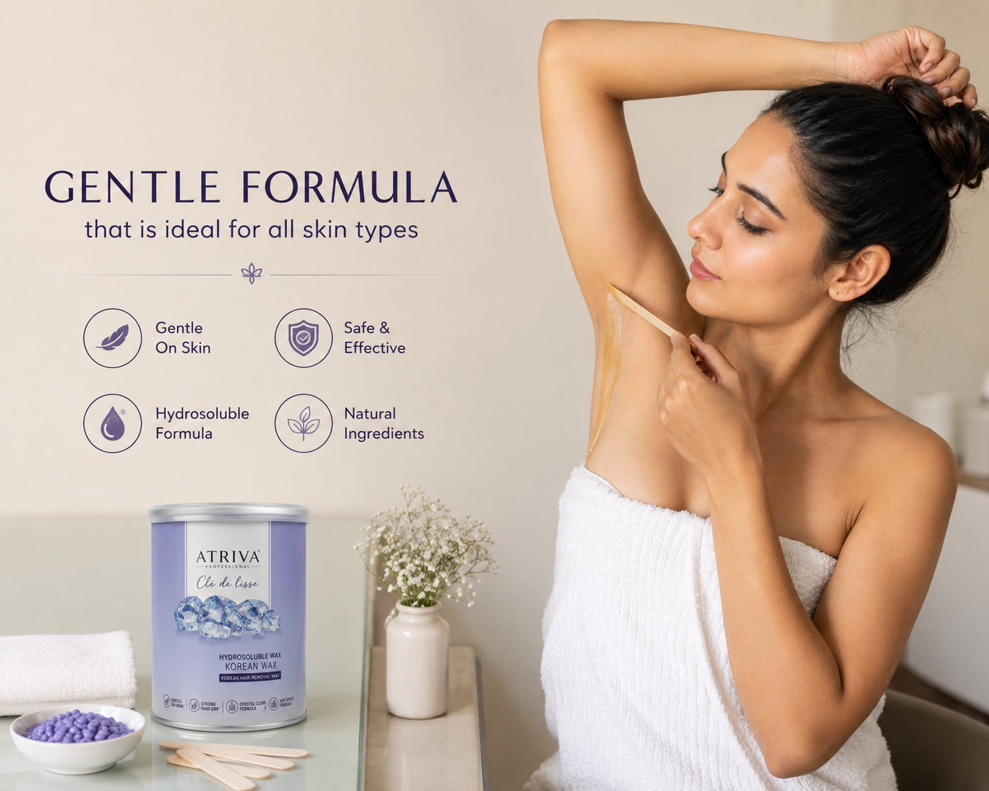 Atriva Professional Korean Hydrosoluble Wax (Cream Wax) – Multi-Area Hair Removal Wax