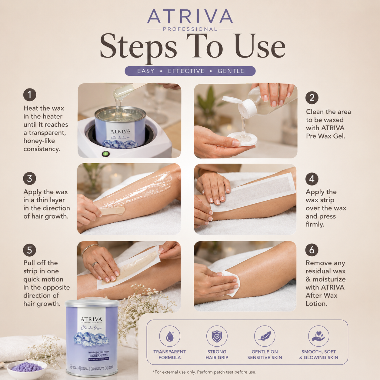 Atriva Professional Korean Hydrosoluble Wax (Cream Wax) – Multi-Area Hair Removal Wax