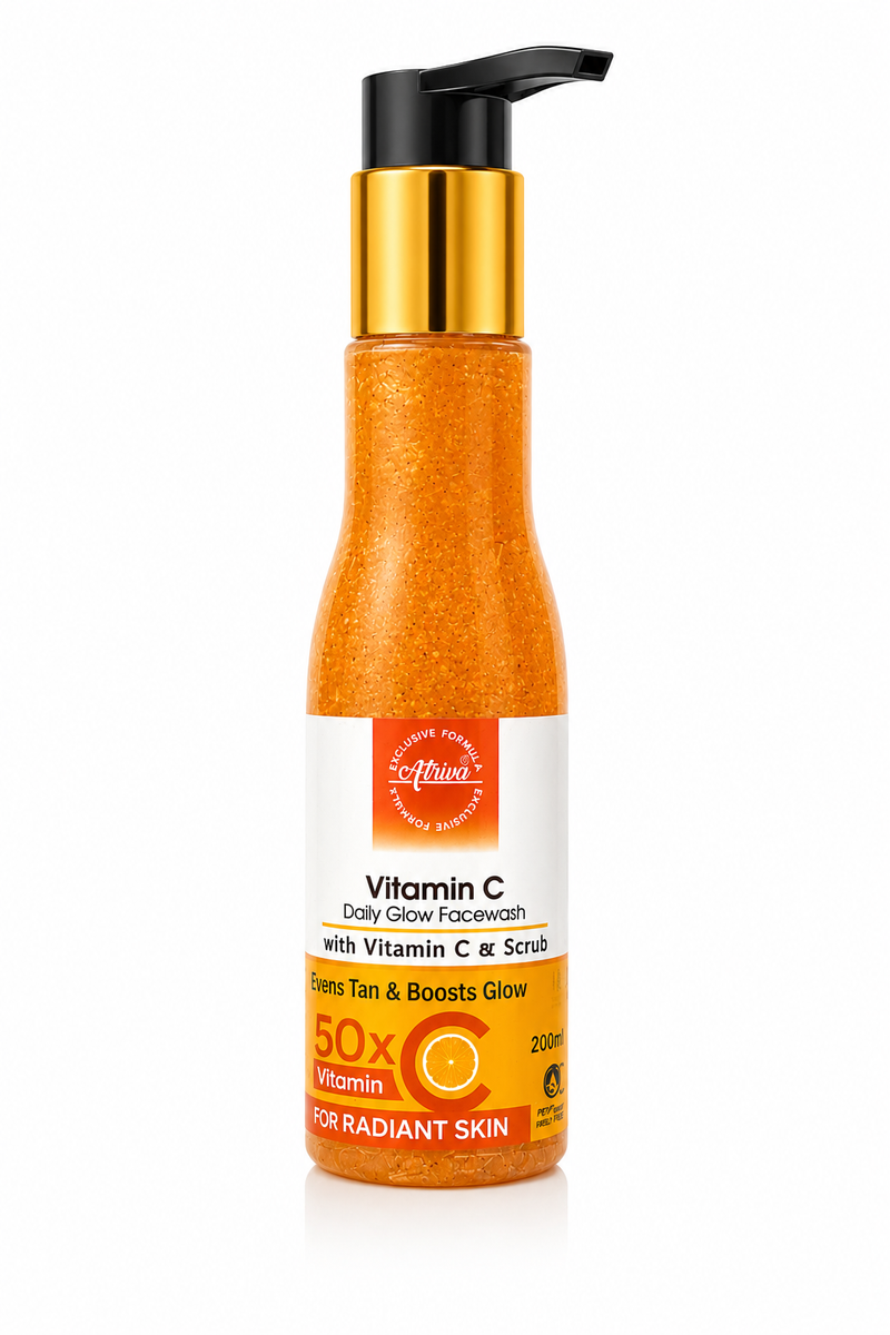 ATRIVA Vitamin C Face Wash with Scrub – Deep Cleansing, Tan Removal & Instant Glow | 120ml