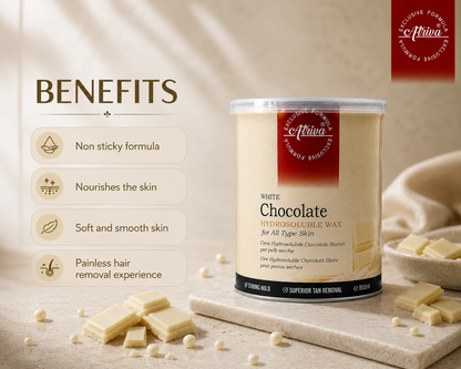 Atriva White Chocolate Hydrosoluble Wax (Cream) – Removes Hair from Root, Reduces Tan (800ml)