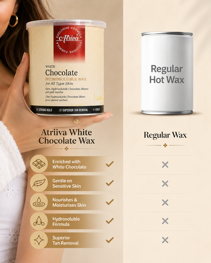 Atriva White Chocolate Hydrosoluble Wax (Cream) – Removes Hair from Root, Reduces Tan (800ml)