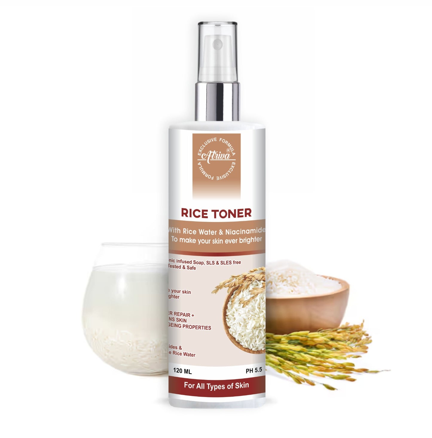 ATRIVA Rice Water Glow Face Toner with Rice Water &  Niacinamide for Glass Skin