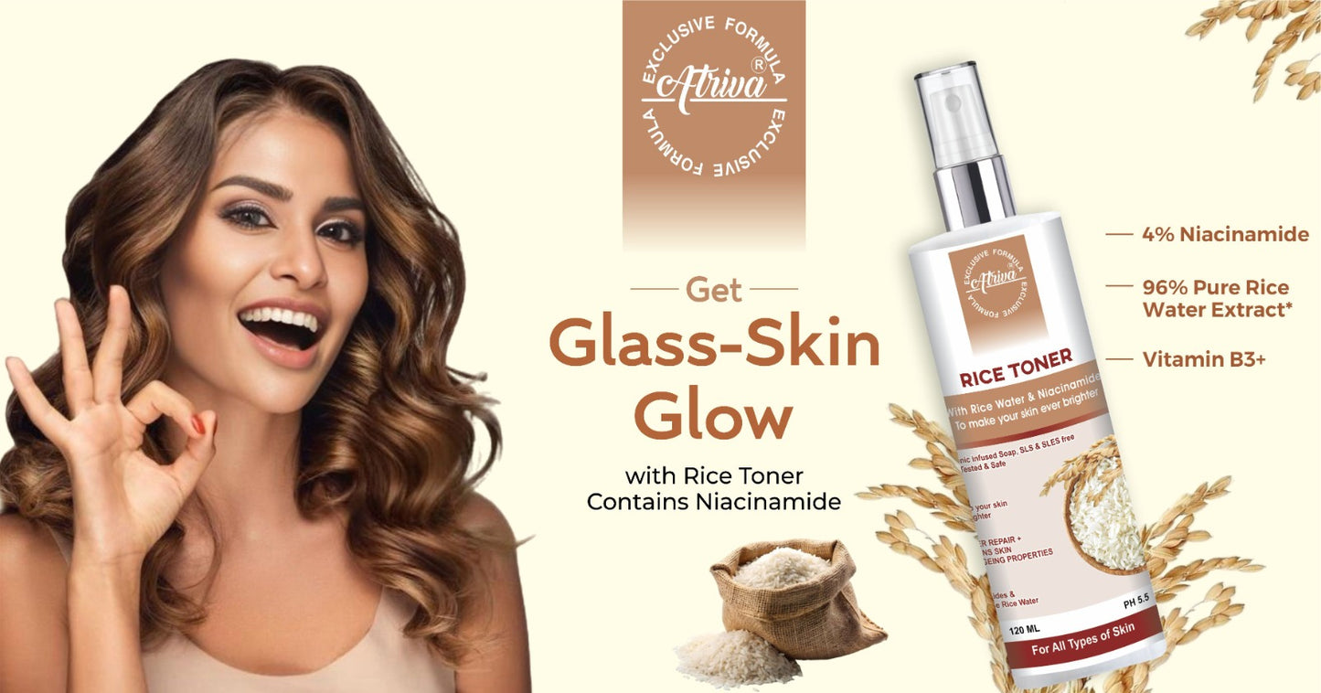 ATRIVA Rice Water Glow Face Toner with Rice Water &  Niacinamide for Glass Skin