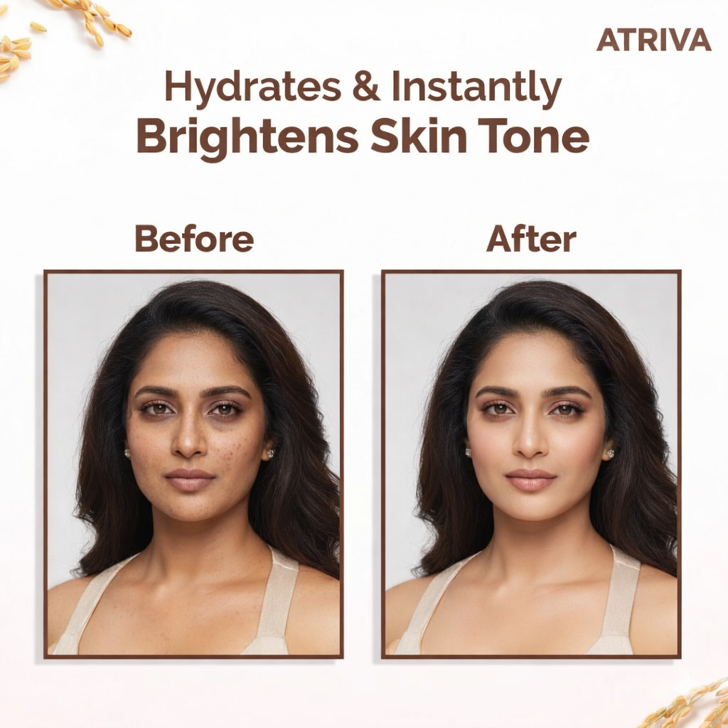 Atriva Rice Bright Night Cream With Rice Water & Niacinamide For Glass-Skin  Non-Greasy Quick Absorbing, All Skintypes